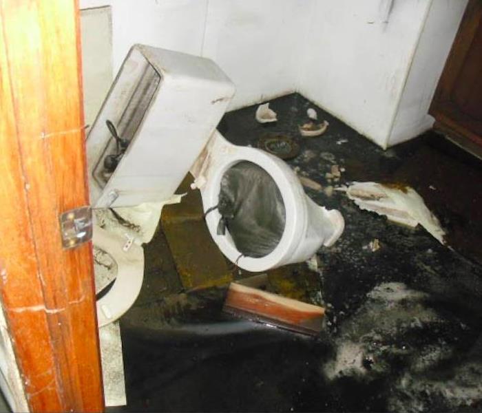 Flood damaged bathroom.