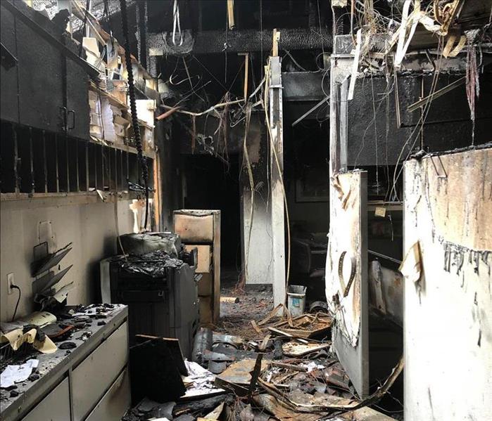 Fire damage inside commercial property.