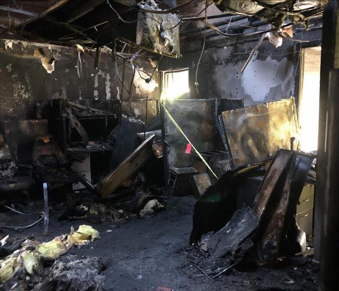 Fire damage to interior of a home.